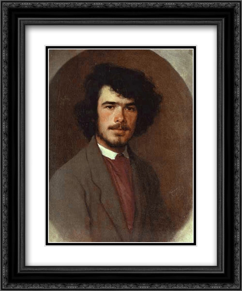 Portrait of the Agronomist Vyunnikov 20x24 Black Ornate Wood Framed Art Print Poster with Double Matting by Kramskoi, Ivan Nikolaevich