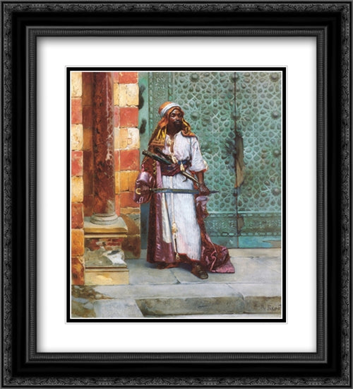 Standing Guard 20x22 Black Ornate Wood Framed Art Print Poster with Double Matting by Ernst, Rudolf