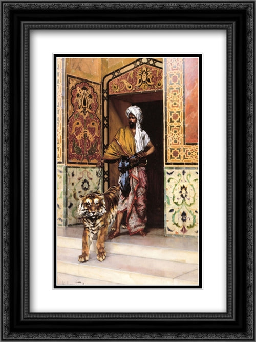 The Pasha's Favourite Tiger 18x24 Black Ornate Wood Framed Art Print Poster with Double Matting by Ernst, Rudolf