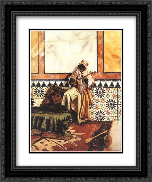 Gnaoua in a North African Interior 20x24 Black Ornate Wood Framed Art Print Poster with Double Matting by Ernst, Rudolf