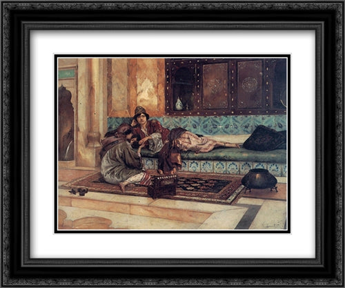 The Manicure 24x20 Black Ornate Wood Framed Art Print Poster with Double Matting by Ernst, Rudolf