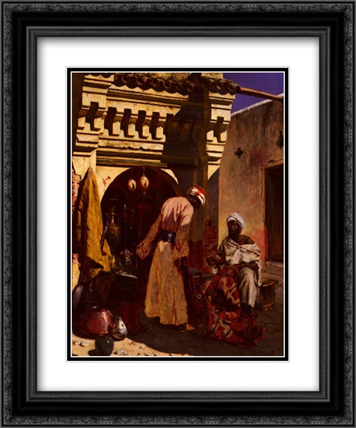 The Rug Merchant 20x24 Black Ornate Wood Framed Art Print Poster with Double Matting by Ernst, Rudolf