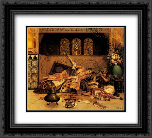 Les Captives 22x20 Black Ornate Wood Framed Art Print Poster with Double Matting by Ernst, Rudolf