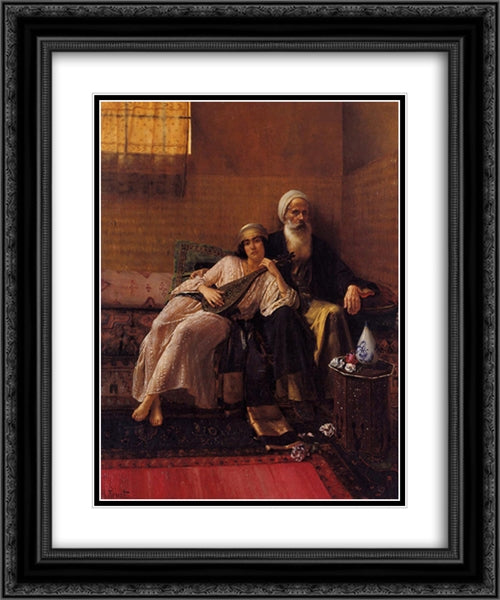 The Musician 20x24 Black Ornate Wood Framed Art Print Poster with Double Matting by Ernst, Rudolf