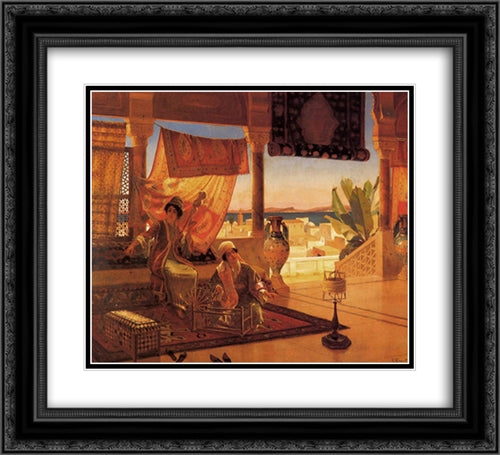 The Terrace 22x20 Black Ornate Wood Framed Art Print Poster with Double Matting by Ernst, Rudolf