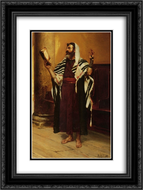 Morning Prayer 18x24 Black Ornate Wood Framed Art Print Poster with Double Matting by Ernst, Rudolf