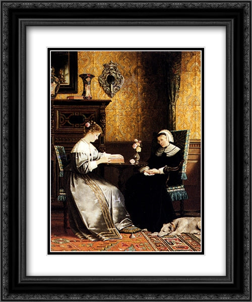 Reading A Book 20x24 Black Ornate Wood Framed Art Print Poster with Double Matting by Ernst, Rudolf