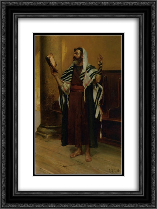 The Morning Prayer 18x24 Black Ornate Wood Framed Art Print Poster with Double Matting by Ernst, Rudolf