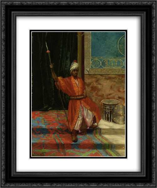 The Sultan's Guard 20x24 Black Ornate Wood Framed Art Print Poster with Double Matting by Ernst, Rudolf