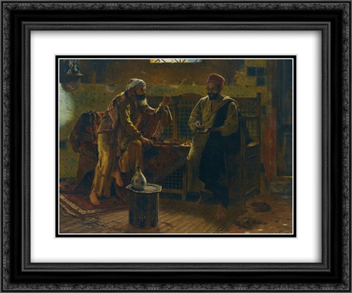 Les Joueurs 24x20 Black Ornate Wood Framed Art Print Poster with Double Matting by Ernst, Rudolf