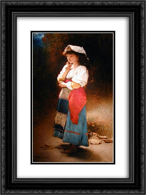 The Dilemma 18x24 Black Ornate Wood Framed Art Print Poster with Double Matting by Bonnat, Leon