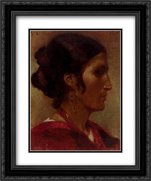 Ciociara 20x24 Black Ornate Wood Framed Art Print Poster with Double Matting by Bonnat, Leon