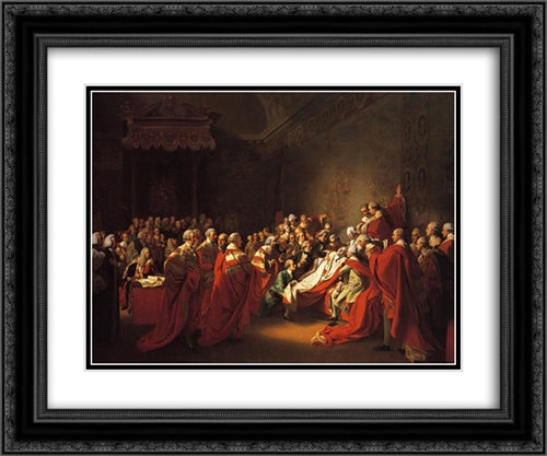 The Collapse of the Earl of Chatham in the House of Lords 24x20 Black Ornate Wood Framed Art Print Poster with Double Matting by Copley, John Singleton