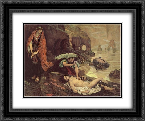 Don Juan Discovered by Haydee 24x20 Black Ornate Wood Framed Art Print Poster with Double Matting by Brown, Ford Madox