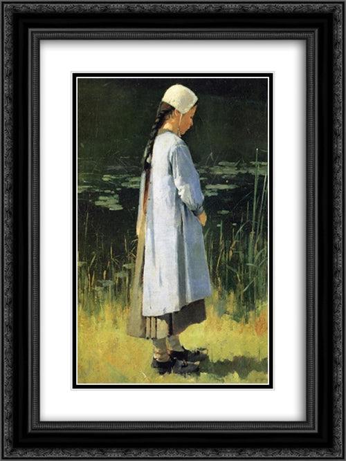 Angelus 18x24 Black Ornate Wood Framed Art Print Poster with Double Matting by Robinson, Theodore