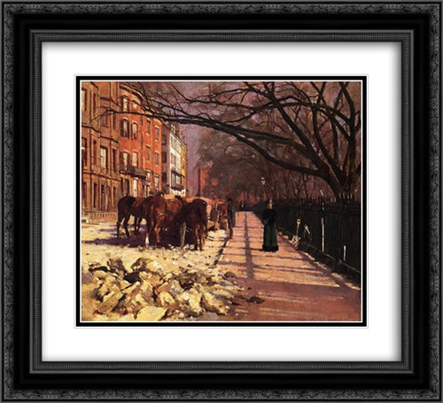 Beacon Street, Boston 22x20 Black Ornate Wood Framed Art Print Poster with Double Matting by Robinson, Theodore