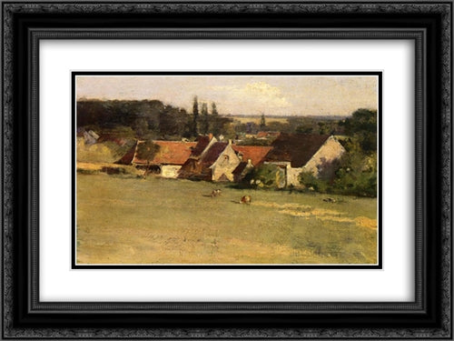 Farmhouse at Grez 24x18 Black Ornate Wood Framed Art Print Poster with Double Matting by Robinson, Theodore