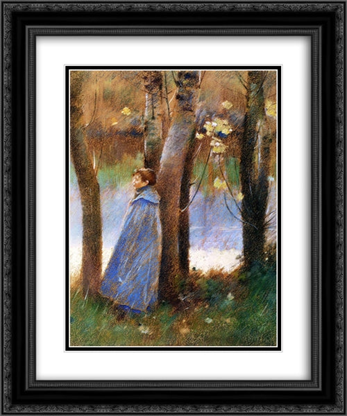 Figure in a Landscape 20x24 Black Ornate Wood Framed Art Print Poster with Double Matting by Robinson, Theodore