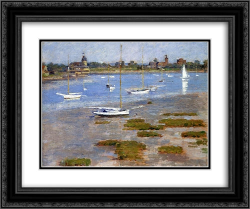 Low Tide, The Riverside Yacht Club 24x20 Black Ornate Wood Framed Art Print Poster with Double Matting by Robinson, Theodore