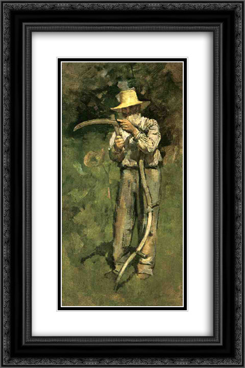 Man with Scythe 16x24 Black Ornate Wood Framed Art Print Poster with Double Matting by Robinson, Theodore