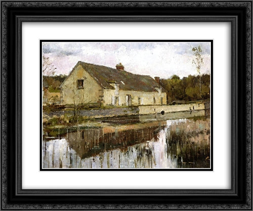 On the Canal 24x20 Black Ornate Wood Framed Art Print Poster with Double Matting by Robinson, Theodore