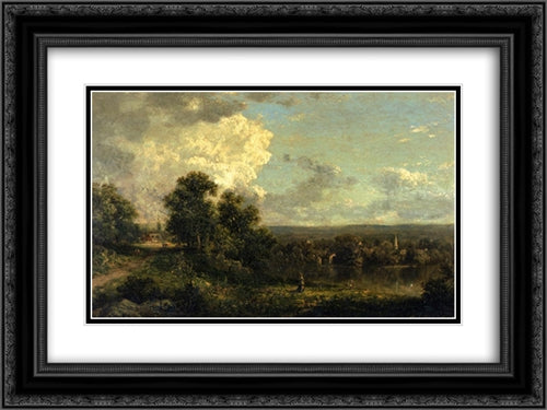 On the Housatonic River, Connecticut 24x18 Black Ornate Wood Framed Art Print Poster with Double Matting by Robinson, Theodore