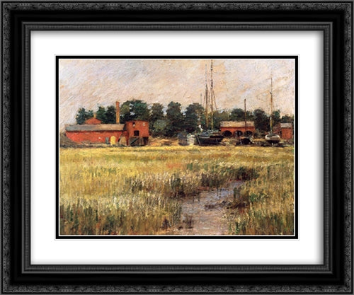 The Ship Yard 24x20 Black Ornate Wood Framed Art Print Poster with Double Matting by Robinson, Theodore