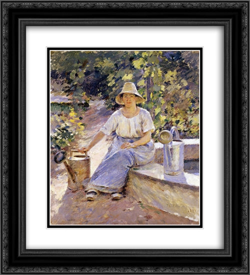 Watering Pots 20x22 Black Ornate Wood Framed Art Print Poster with Double Matting by Robinson, Theodore