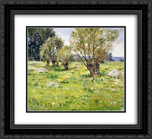 Willows and Wildflowers 22x20 Black Ornate Wood Framed Art Print Poster with Double Matting by Robinson, Theodore