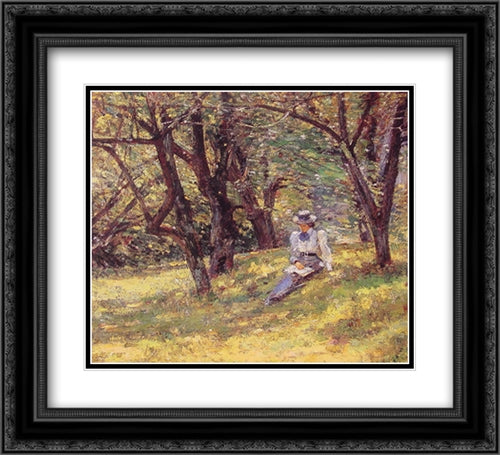 In the Orchard 22x20 Black Ornate Wood Framed Art Print Poster with Double Matting by Robinson, Theodore