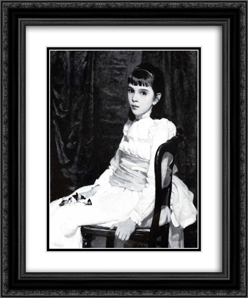 Little Girl 20x24 Black Ornate Wood Framed Art Print Poster with Double Matting by Beaux, Cecilia
