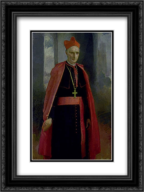 Cardinal Mercier 18x24 Black Ornate Wood Framed Art Print Poster with Double Matting by Beaux, Cecilia