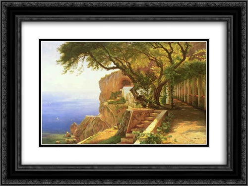 Pergola in Amalfi 24x18 Black Ornate Wood Framed Art Print Poster with Double Matting by Aagaard, Carl Fredrik