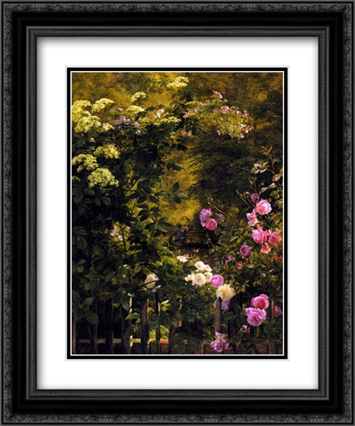 The Rose Garden 20x24 Black Ornate Wood Framed Art Print Poster with Double Matting by Aagaard, Carl Fredrik