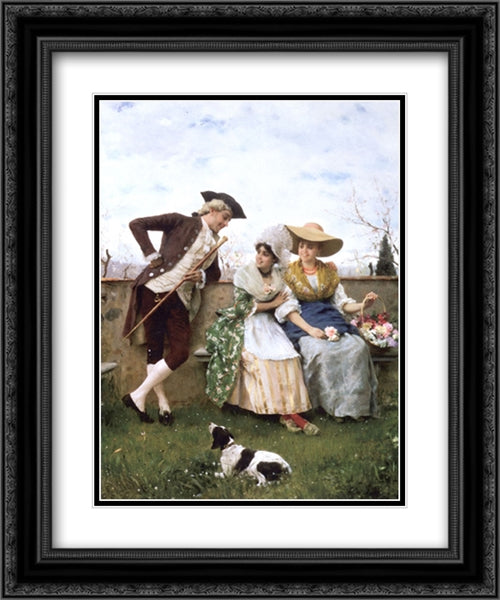 Flirtation 20x24 Black Ornate Wood Framed Art Print Poster with Double Matting by Andreotti, Federico