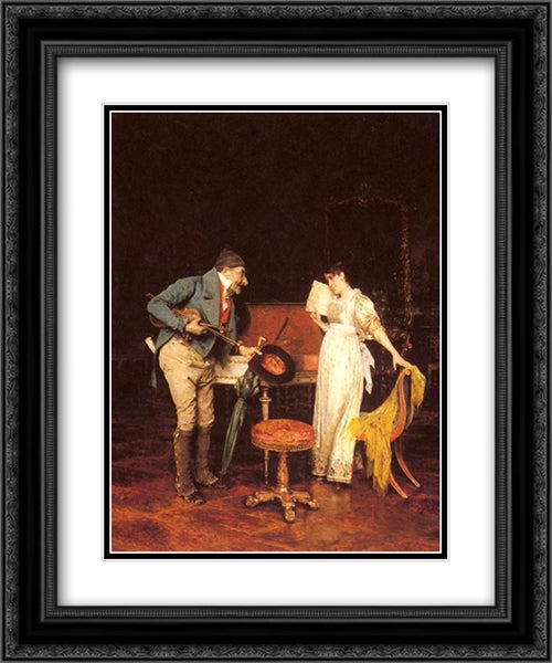 The Music Lesson 20x24 Black Ornate Wood Framed Art Print Poster with Double Matting by Andreotti, Federico