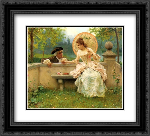 A Tender Moment in the Garden 22x20 Black Ornate Wood Framed Art Print Poster with Double Matting by Andreotti, Federico