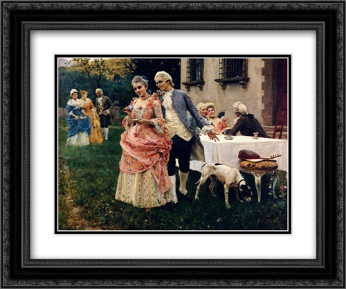 An Afternoon Tea 24x20 Black Ornate Wood Framed Art Print Poster with Double Matting by Andreotti, Federico