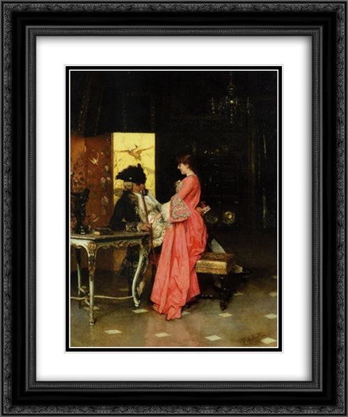 The Secret Letter 20x24 Black Ornate Wood Framed Art Print Poster with Double Matting by Andreotti, Federico