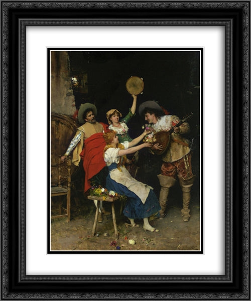 Flowers for Music 20x24 Black Ornate Wood Framed Art Print Poster with Double Matting by Andreotti, Federico