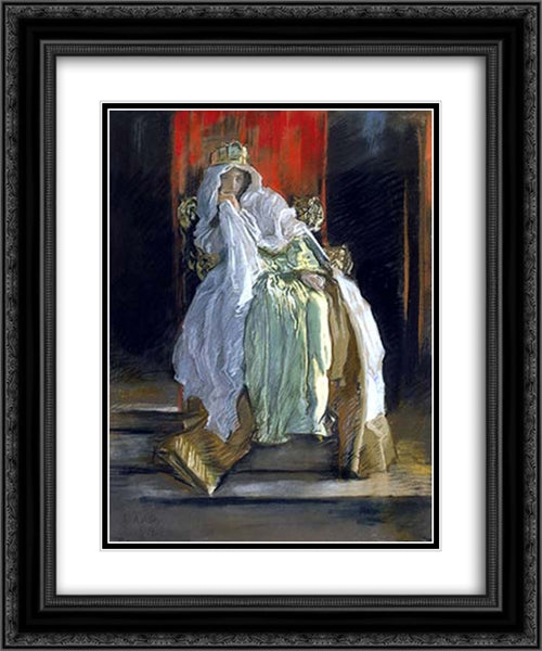 The Queen in Hamlet 20x24 Black Ornate Wood Framed Art Print Poster with Double Matting by Abbey, Edwin Austin