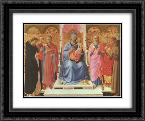 Annalena Altarpiece 24x20 Black Ornate Wood Framed Art Print Poster with Double Matting by Angelico, Fra