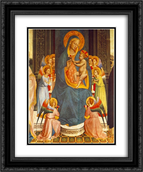 Fiesole Altarpiece (detail) 20x24 Black Ornate Wood Framed Art Print Poster with Double Matting by Angelico, Fra