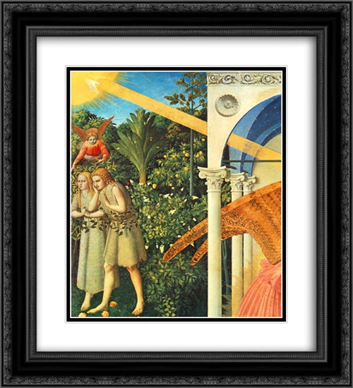 The Annunciation (detail) 20x22 Black Ornate Wood Framed Art Print Poster with Double Matting by Angelico, Fra