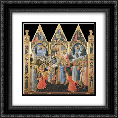 Deposition (Pala di Santa Trinita) 20x20 Black Ornate Wood Framed Art Print Poster with Double Matting by Angelico, Fra