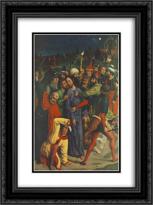 The Capture of Christ 18x24 Black Ornate Wood Framed Art Print Poster with Double Matting by Bouts, Dirck
