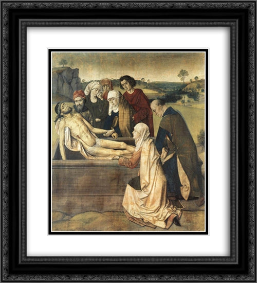 The Entombment 20x22 Black Ornate Wood Framed Art Print Poster with Double Matting by Bouts, Dirck