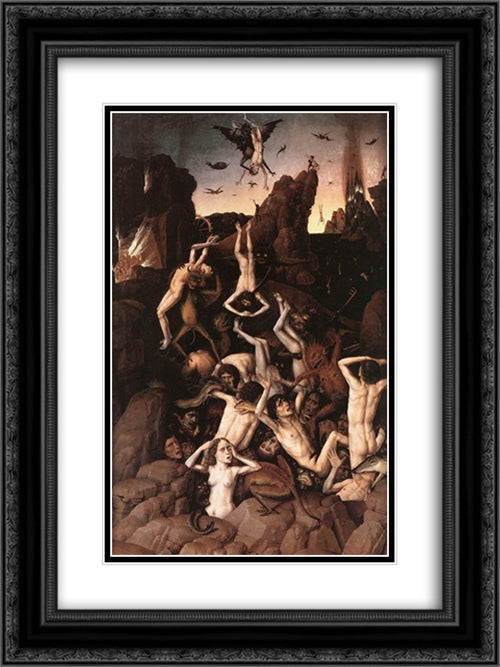 Hell 18x24 Black Ornate Wood Framed Art Print Poster with Double Matting by Bouts, Dirck