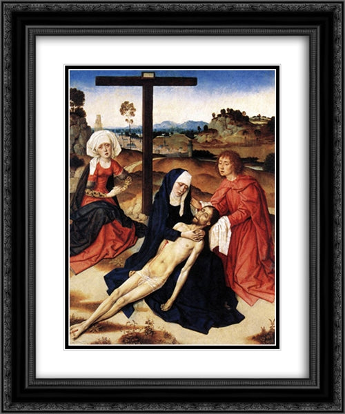 The Lamentation of Christ 20x24 Black Ornate Wood Framed Art Print Poster with Double Matting by Bouts, Dirck