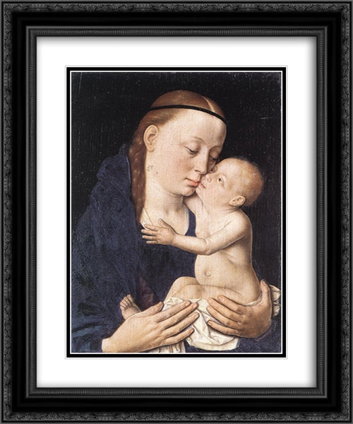 Virgin and Child 20x24 Black Ornate Wood Framed Art Print Poster with Double Matting by Bouts, Dirck